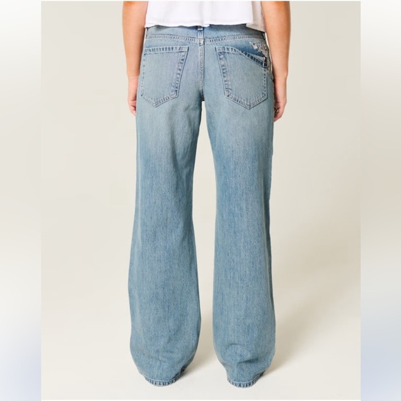 Hollister Jeans Women’s 000 Short Low Rise Baggy Flower Butterfly Embroidery - Picture 12 of 13